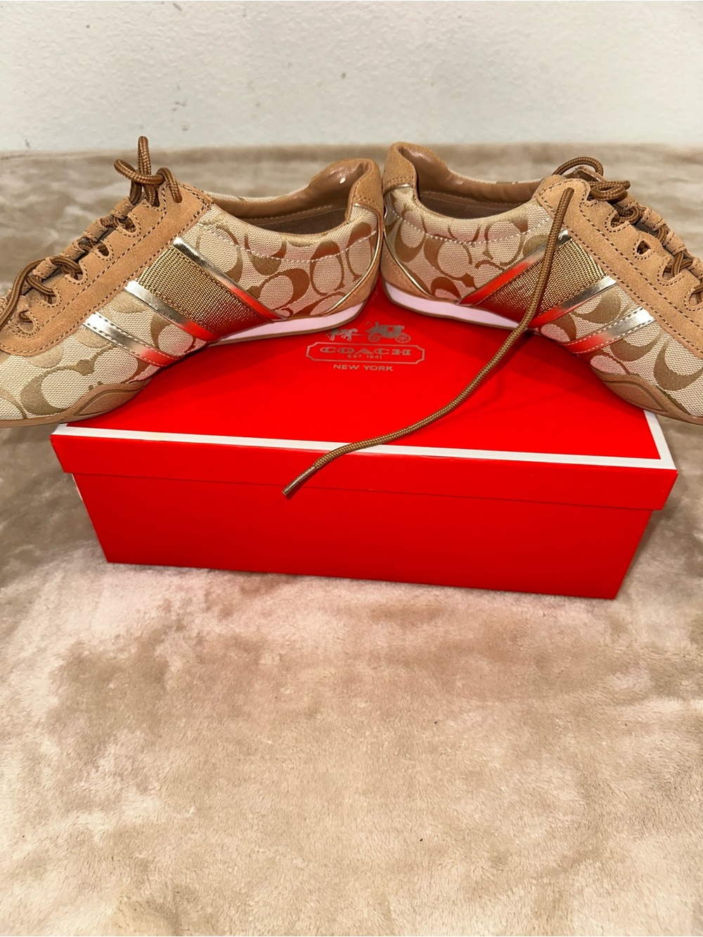 Coach Beige & Brown Signature Runner Sneakers - Women's - Picture 6 of 7